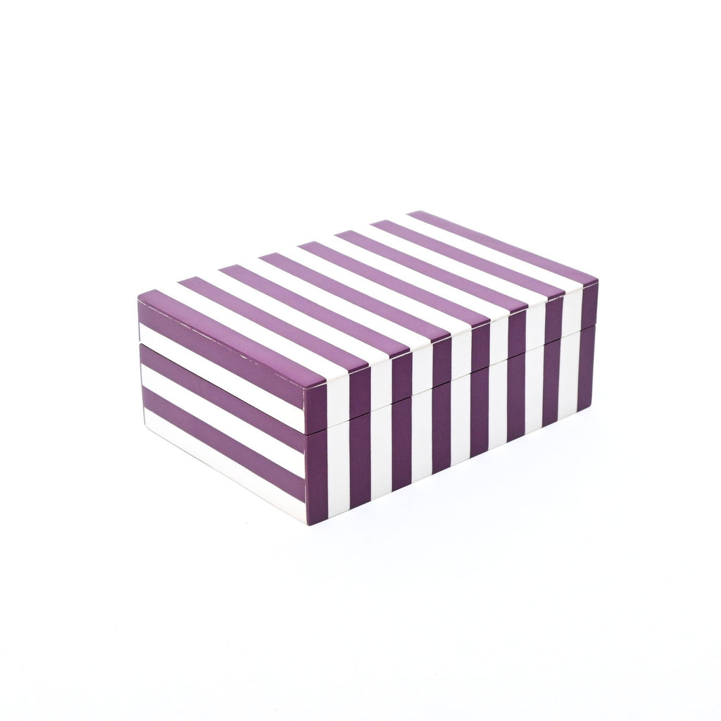 Paars gestreepte hars opbergdoos glanzende MDF decoratieve behuizing