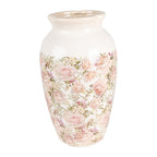 Vaas Ø 21x37 cm Beige Roze Keramiek Rozen