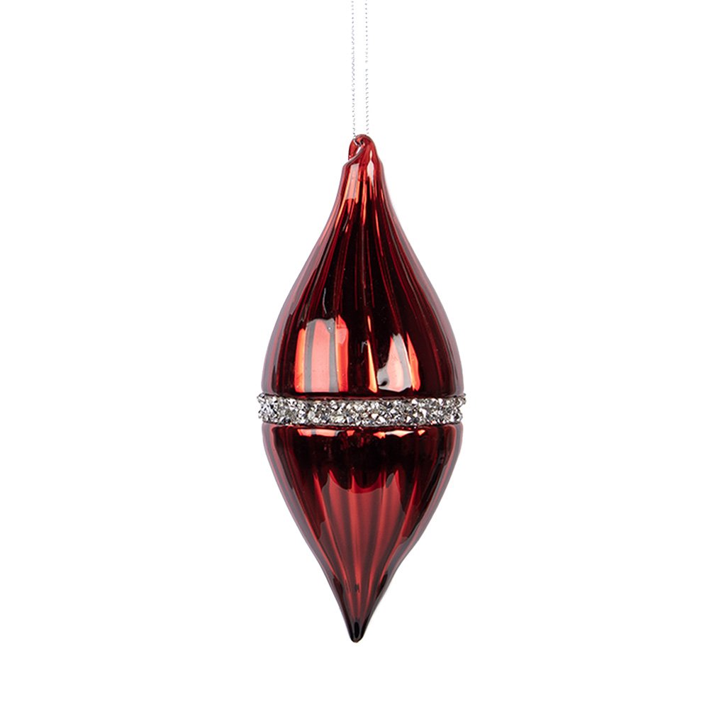Kerstbal Ø 8x18 cm Rood Glas