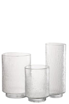 J-Line vaas Cilinder Reliëf - glas - transparant - L