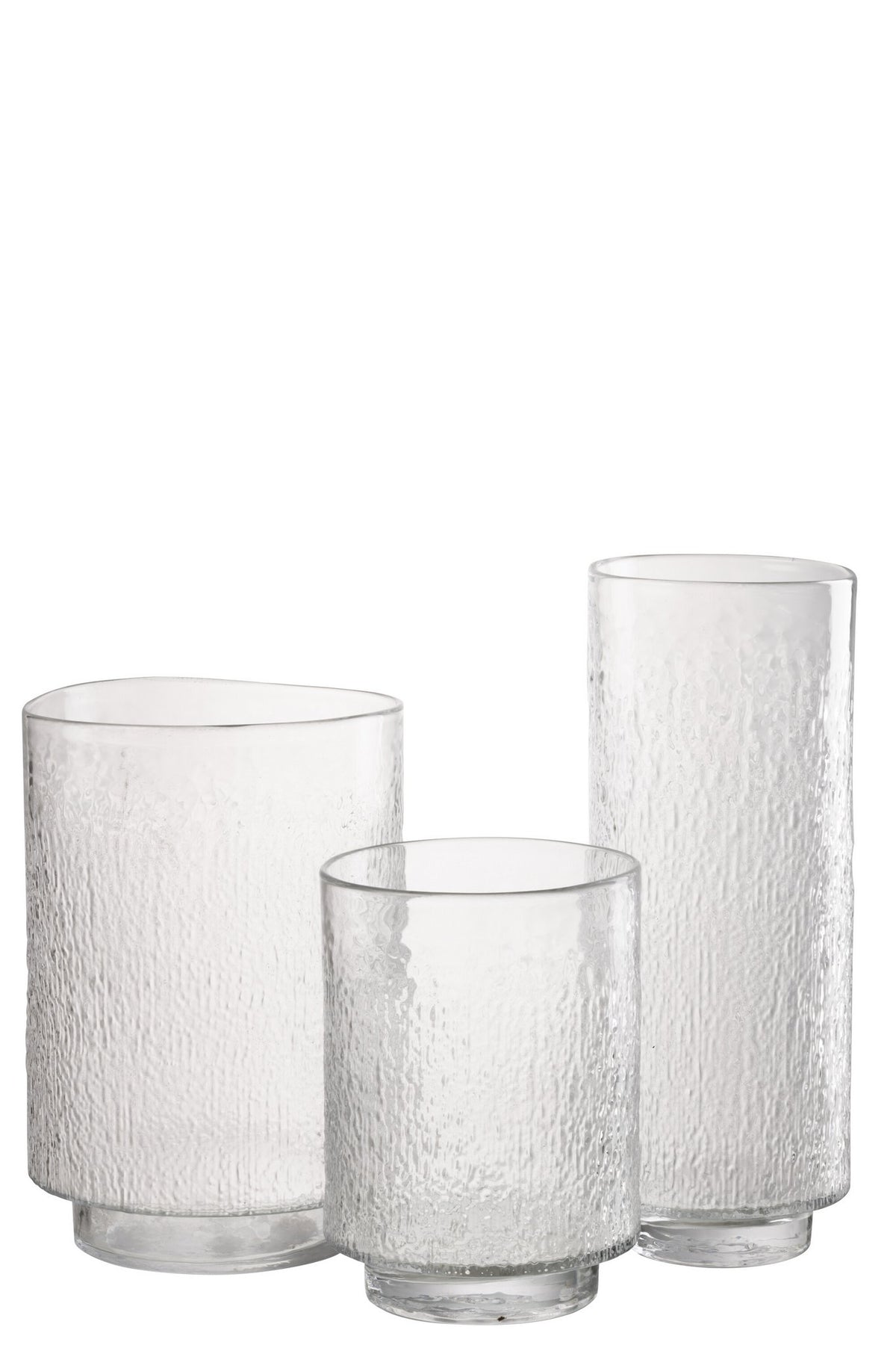J-Line vaas Cilinder Reliëf - glas - transparant - L
