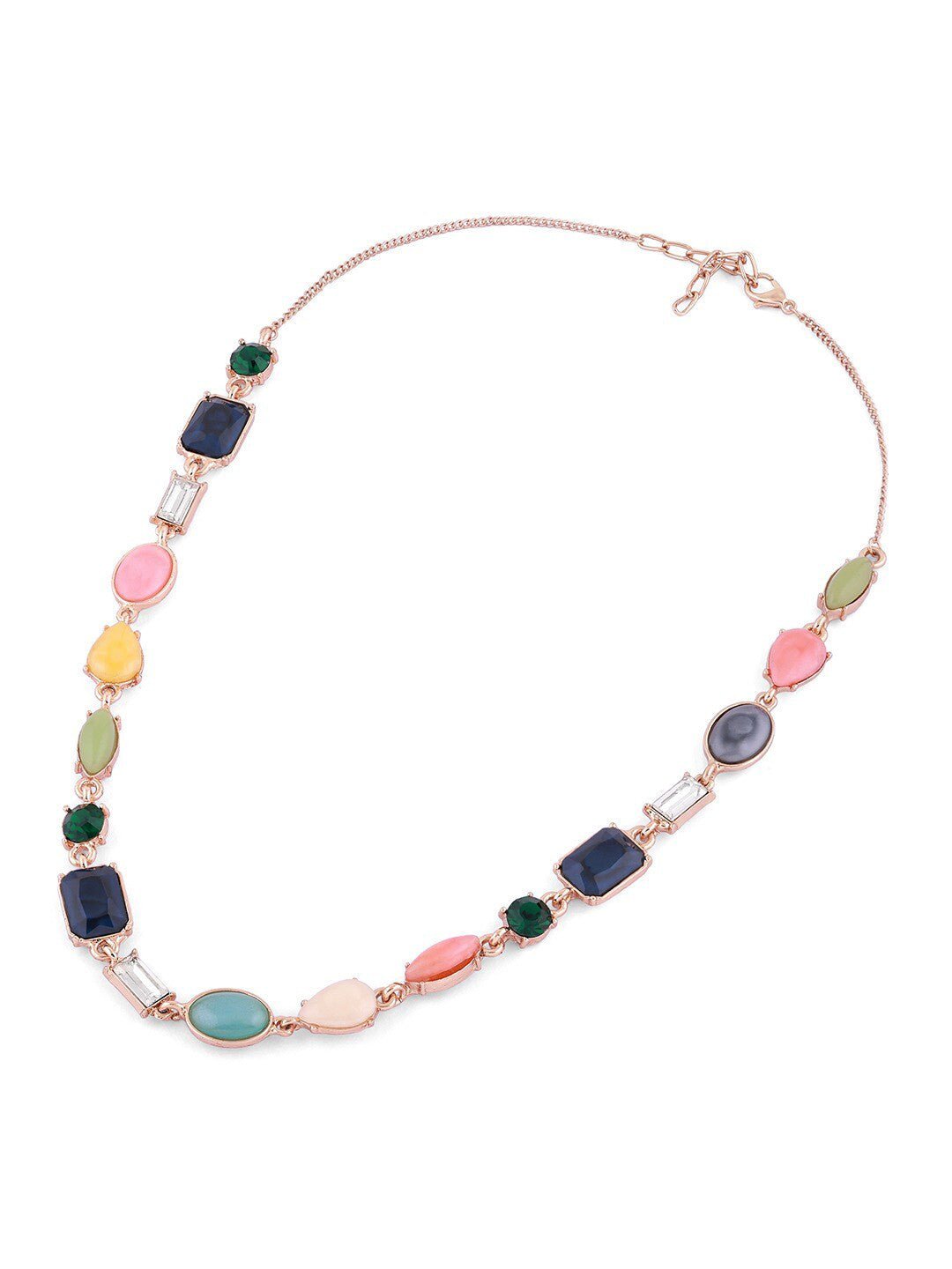 Vergulde ketting – mode-sieraden – legering, blauw accent – ​​52 cm lengte