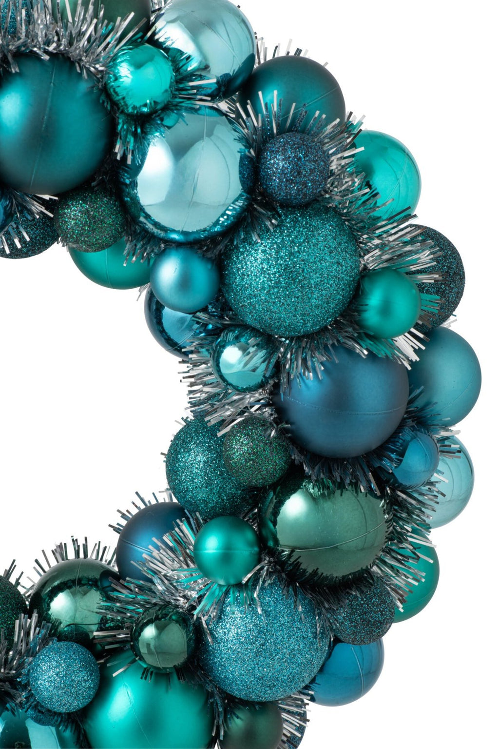 J-Line Krans met kerstballen - PS - blauw/donkergroen