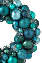 J-Line Krans met kerstballen - PS - blauw/donkergroen