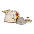 Theepot met Filter 800 ml Wit Blauw Keramiek Bloemen