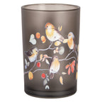 Theelichthouder Ø 12x18 cm Grijs Glas Vogels op Takken