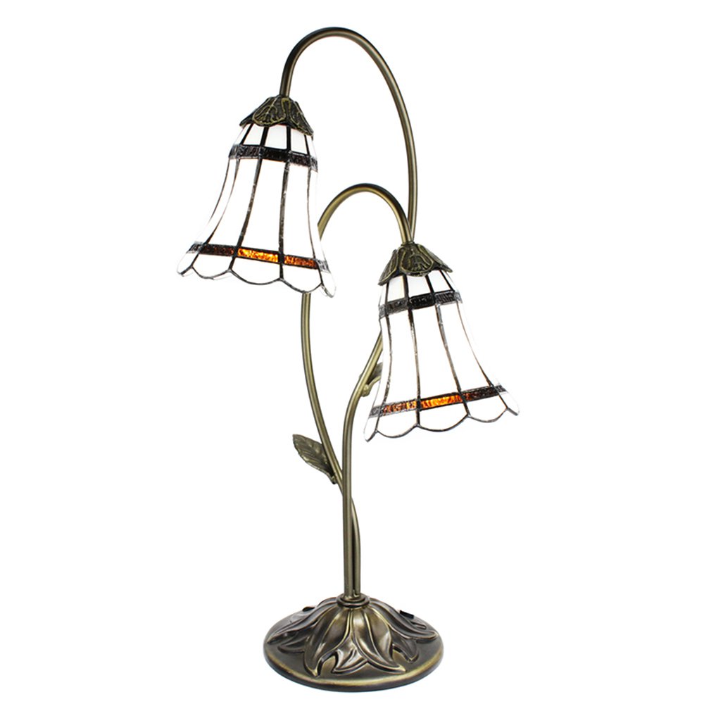 Tiffany Tafellamp 61 cm Bruin met polyresin tiffany bureaulamp