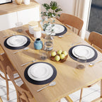 Eettafelmatten – geribbeld katoen – 32 cm rond, set van 4