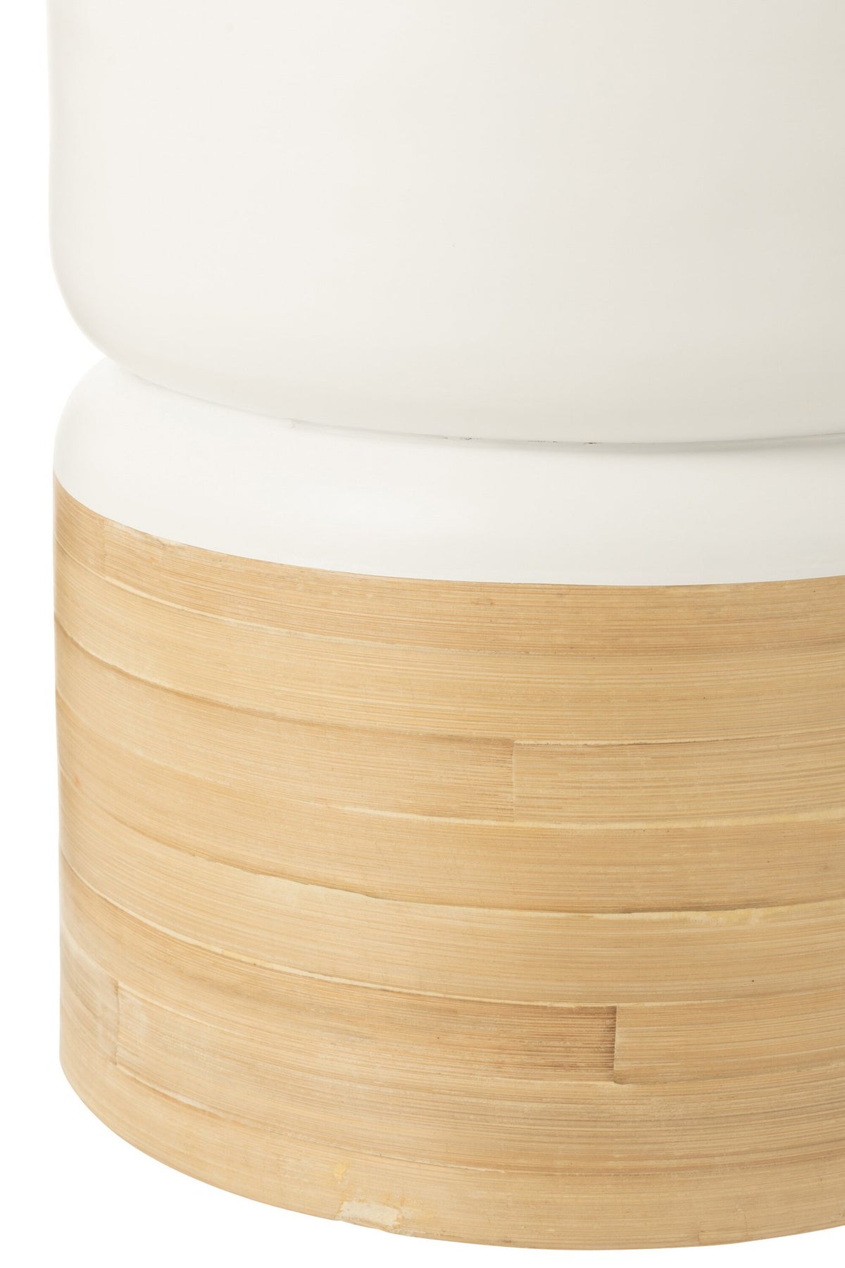 J-Line Bijzettafel Rond Bamboe Wit/Naturel