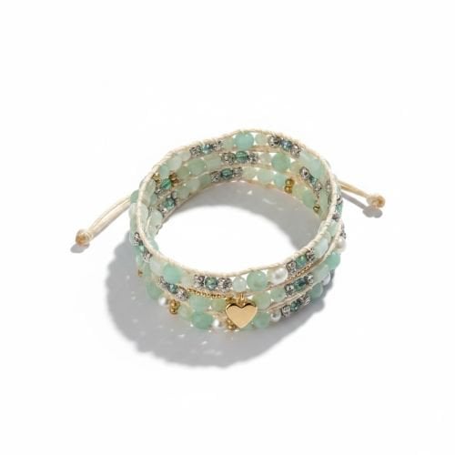 Wikkelarmband hart met Amazoniet