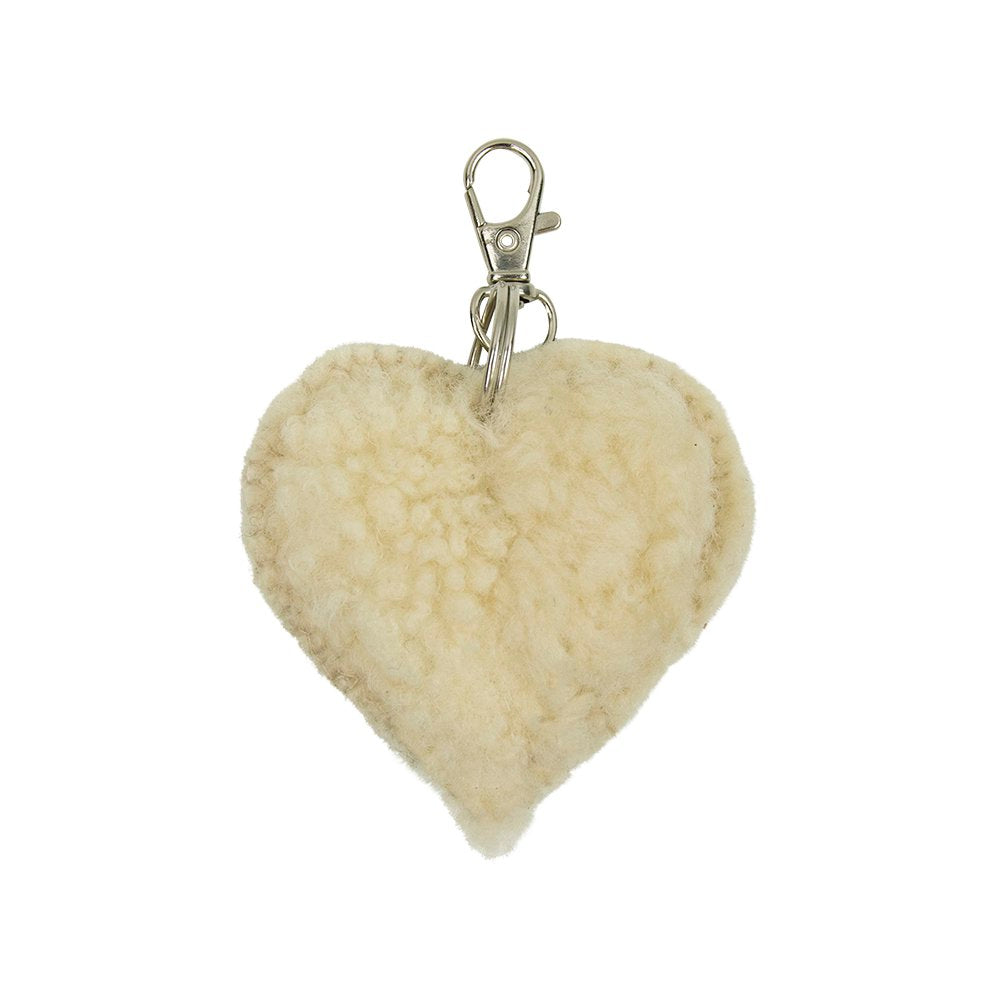 Schaap wit sleutelhanger hart 5cm