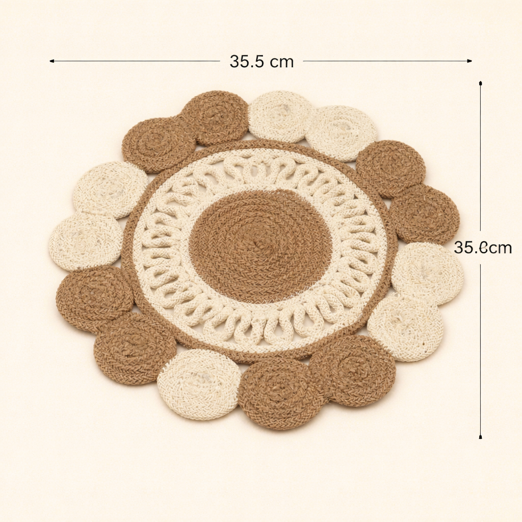 Beige katoenen gevlochten placemat – handgemaakte eetmat