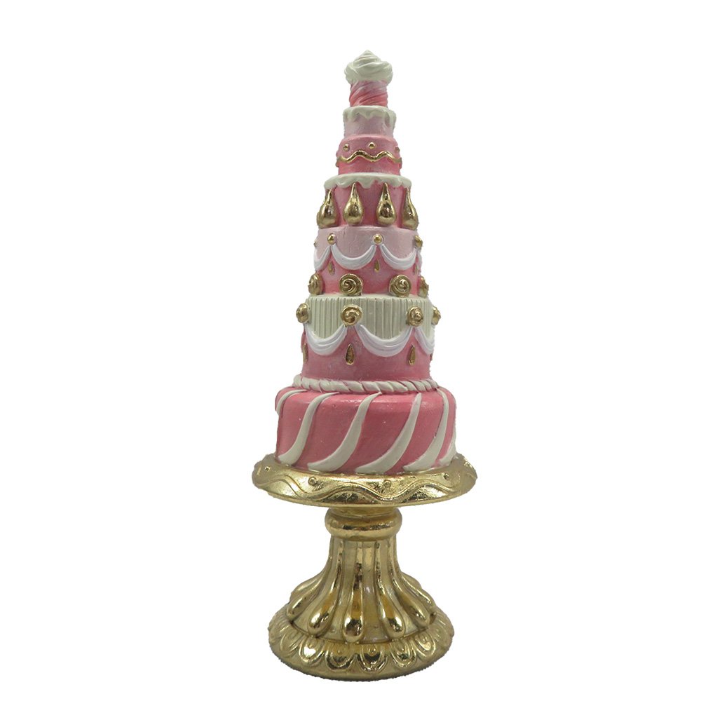 Decoratie Beeld Taart Ø 8x 21 cm Roze Polyresin