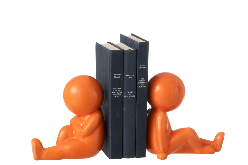 J-Line boekensteun Marcel - keramiek - donkeroranje