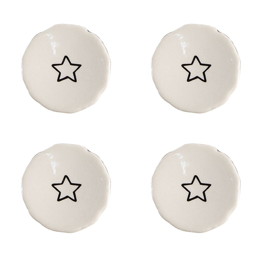 Deurknop Set van 4 Ø 4 cm Beige Keramiek Ster Meubelknop
