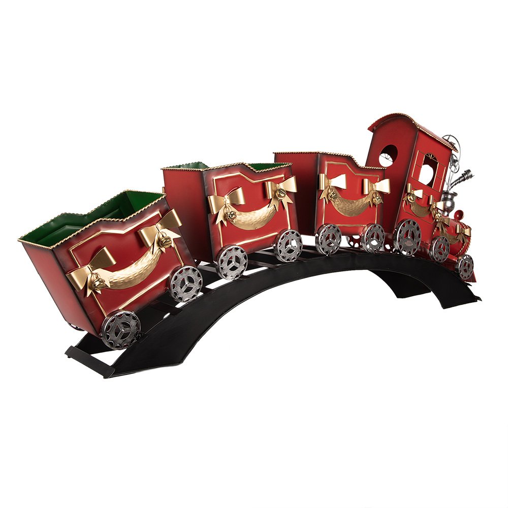 Kerstdecoratie Beeld Trein 104x18x44 cm Rood Metaal