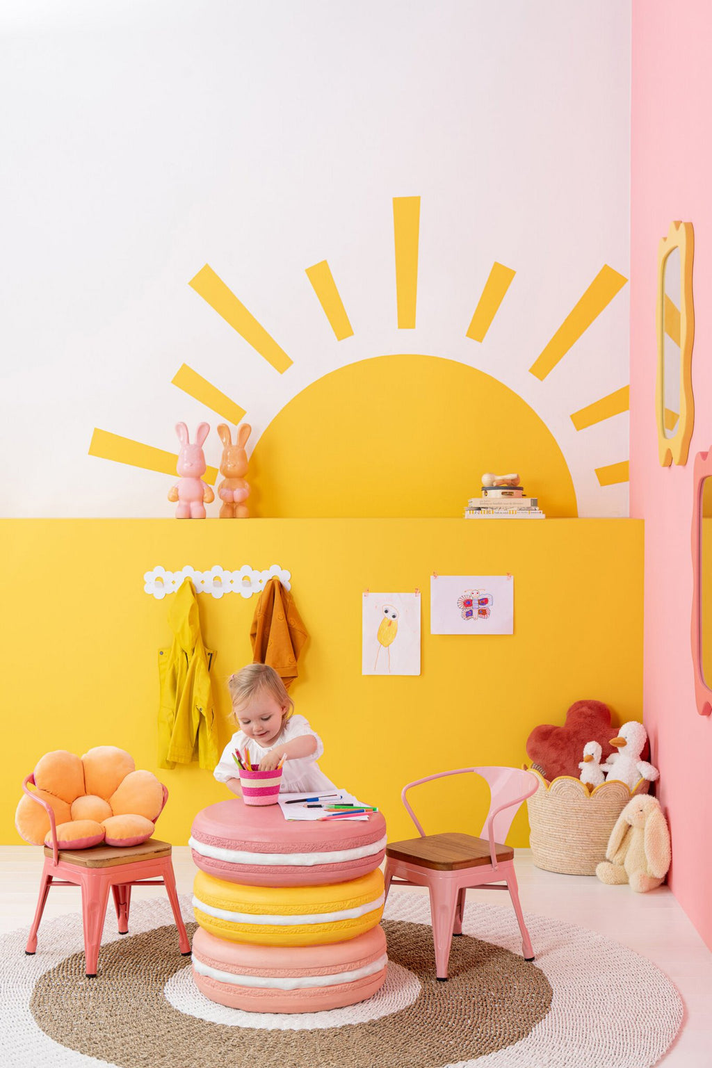 J-Line kinderstoel Evi - ijzer - donkerroze