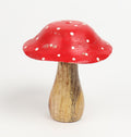 Houten paddenstoel 10cm rood/bruin