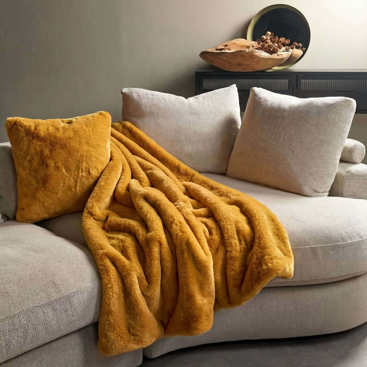 Dutch Decor Zinzi - plaid 140x180 cm - Imitatiebont look - Golden Glow - Geel