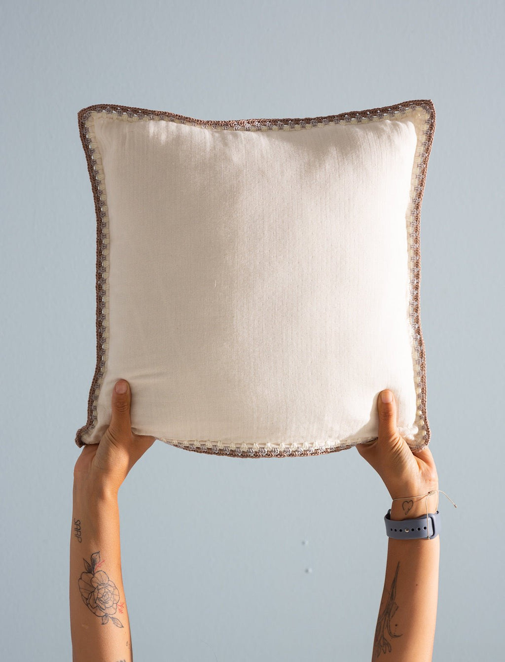 Crochet Gots certificaat mousseline kussenhoes 40x40 cm