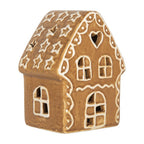 Gingerbread house met LED 8x6x11 cm Bruin Keramiek