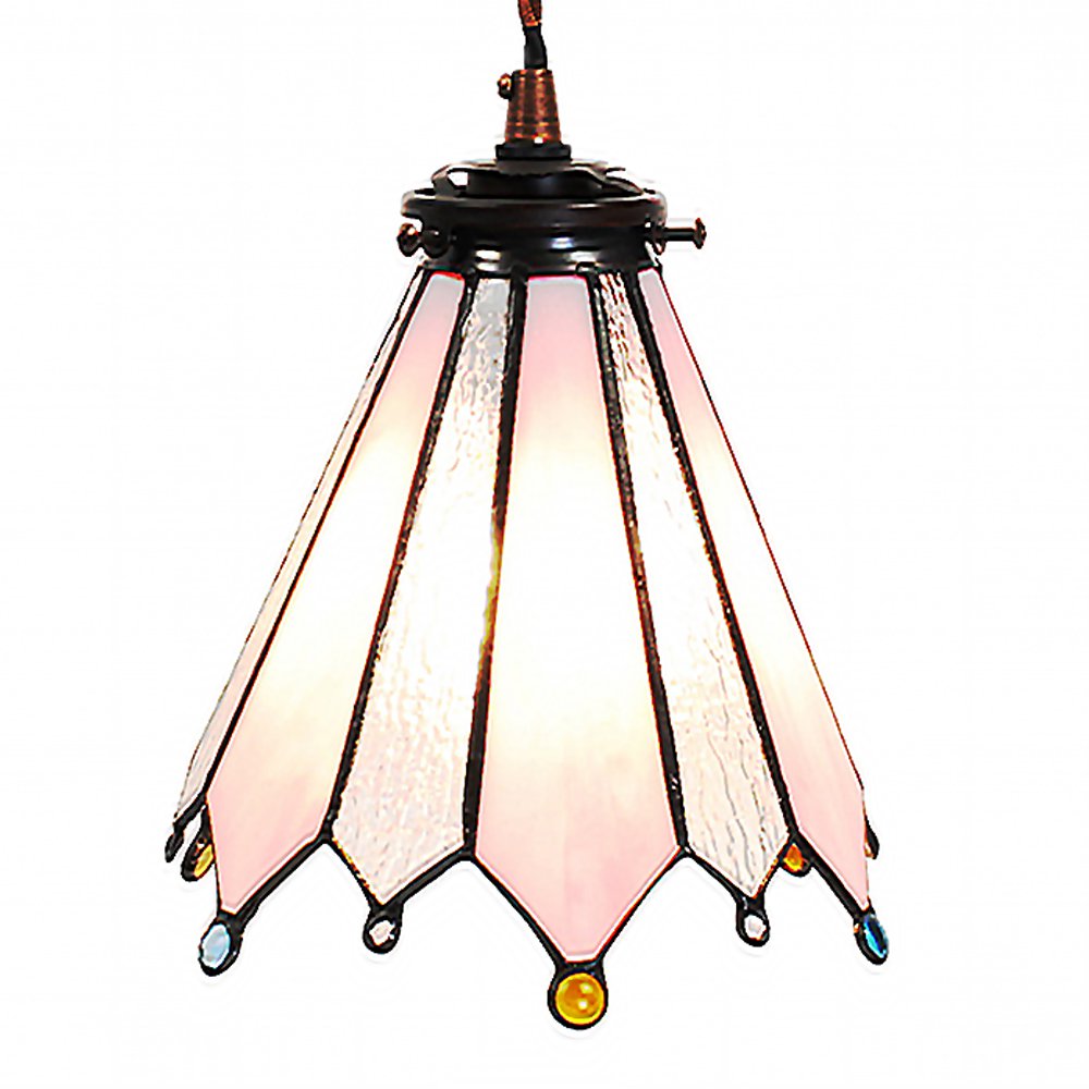 Hanglamp Tiffany Ø 18x90 cm Roze Glas Hanglamp Eettafel