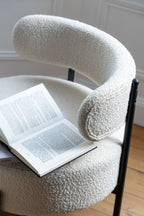 J-Line loungestoel Bouclé - multiplex/polyester - wit/zwart