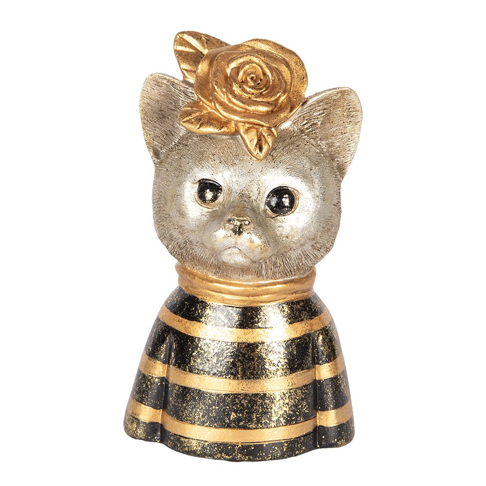 Decoratie Beeld Kat 11x9x18 cm Goudkleurig Bruin Kunststof