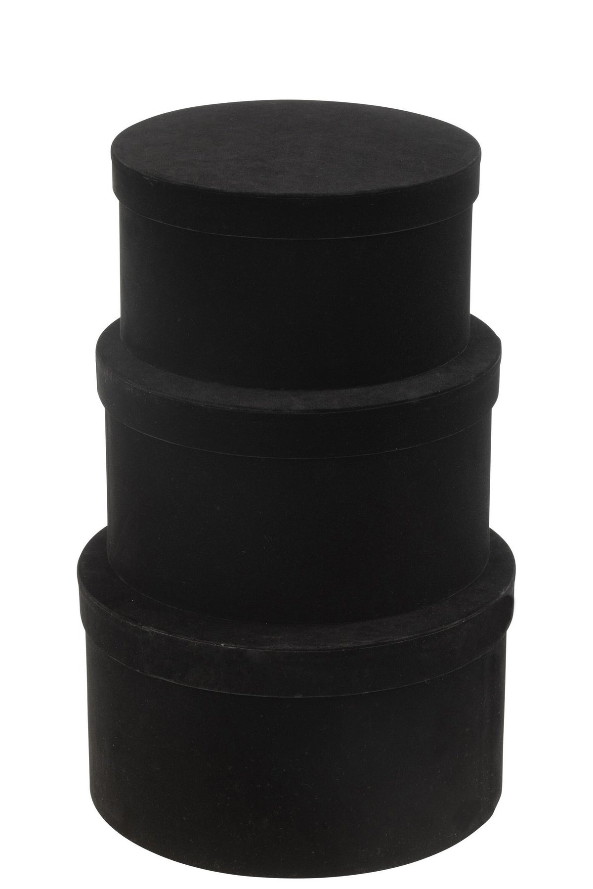 J-Line doos Rond Plat - fluweel/papier - zwart - 3 stuks