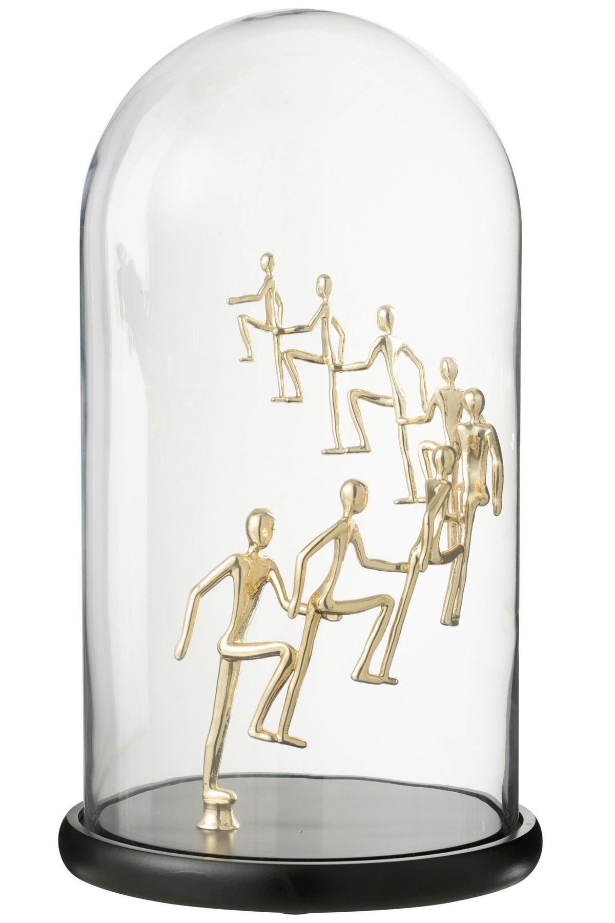 J-Line decoratie Stolp Klimmende Mensen - glas - goud/zwart