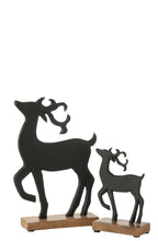 J-Line figuur Rendier Op Voet - aluminium/hout - zwart - large