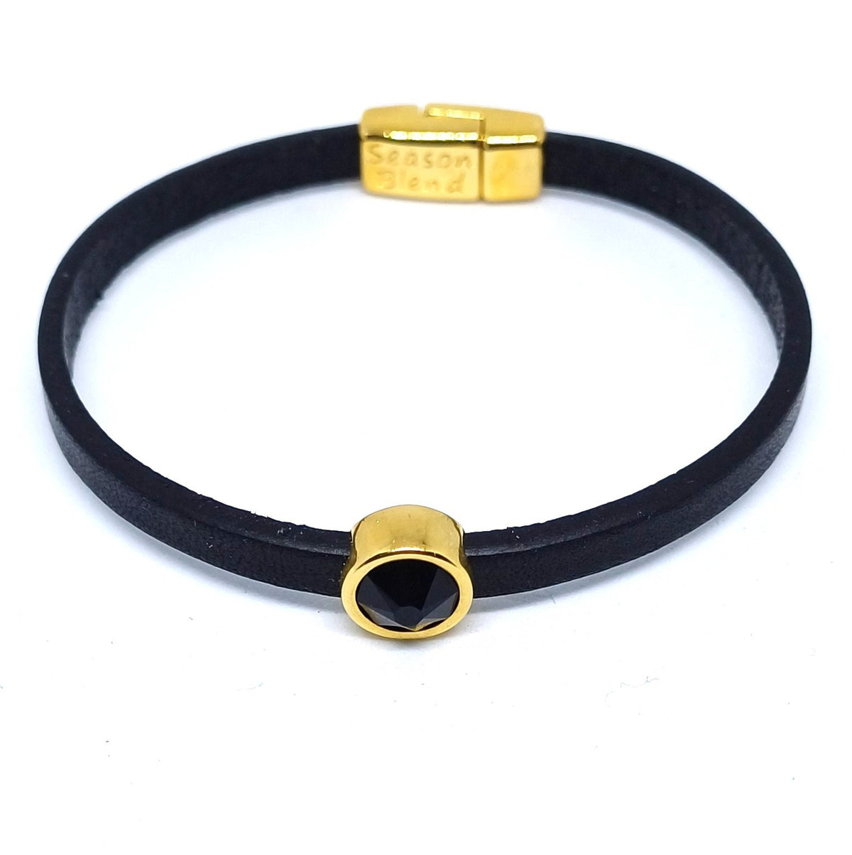 Timeless leren armband 24K verguld zwarttinten