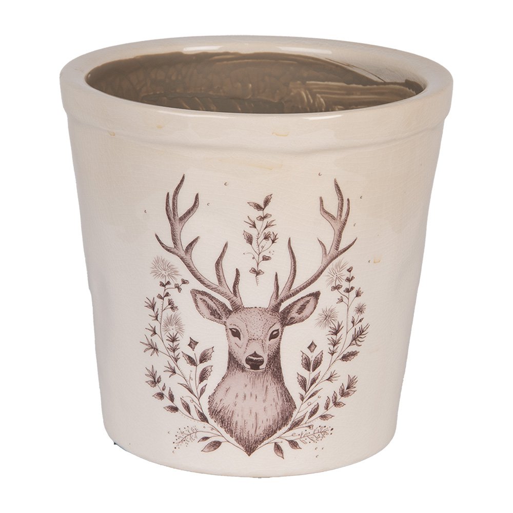 Bloempot Ø 17x16 cm Beige Keramiek Hert