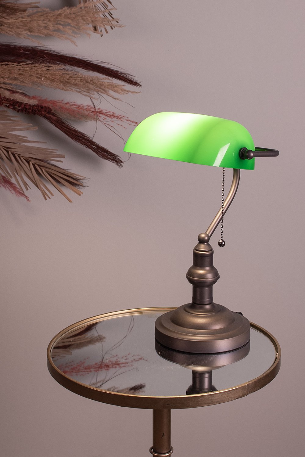 Bureaulamp Ø 27x40 cm Groen Bruin Metaal Tafellamp