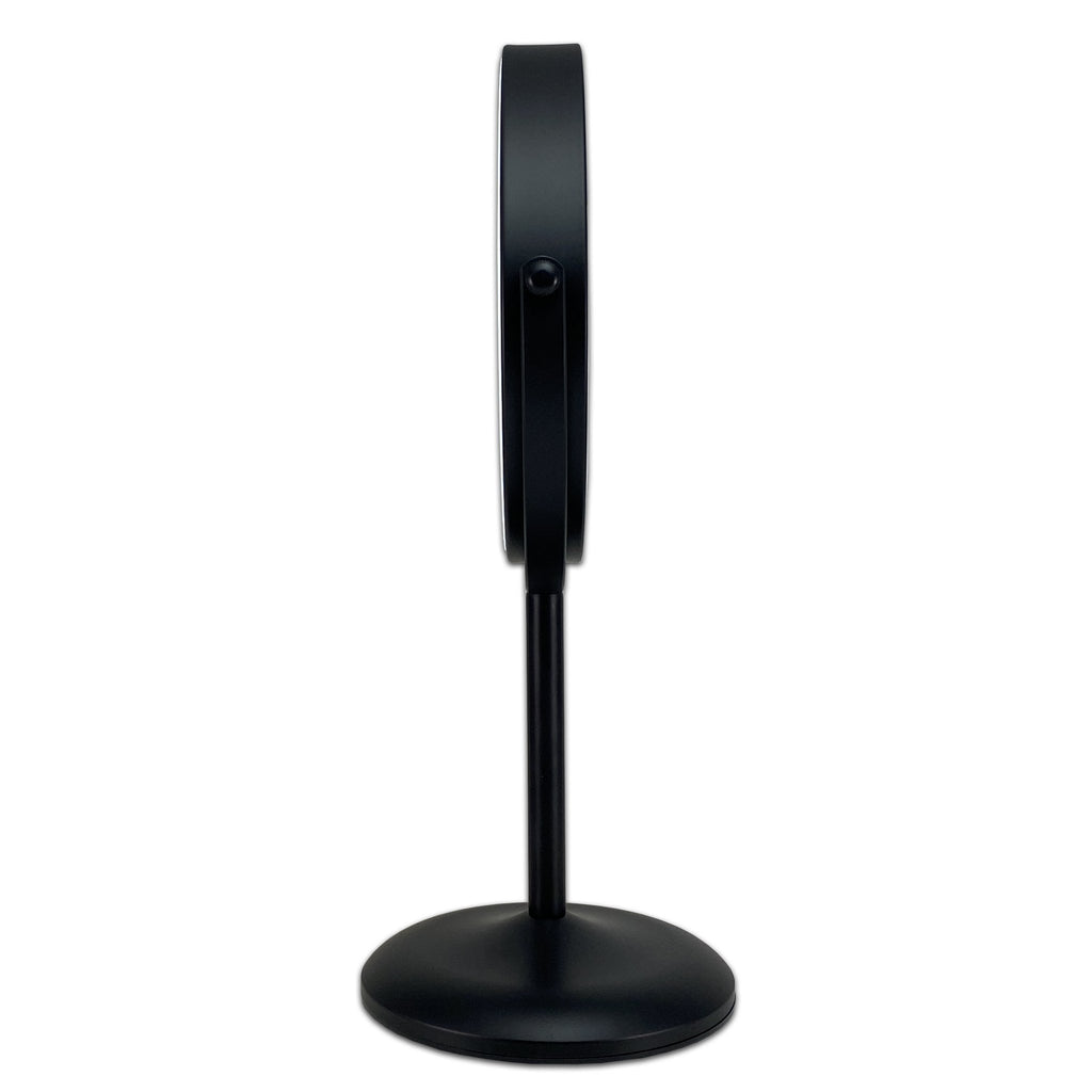 Metalen oplaadbare LED make-up spiegel zwart / Ø17,5cm
