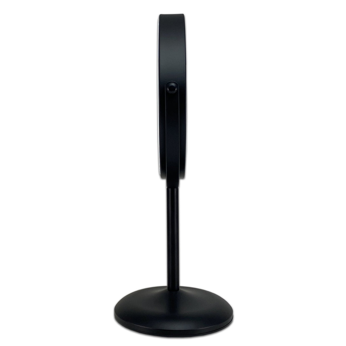 Metalen oplaadbare LED make-up spiegel zwart / Ø17,5cm