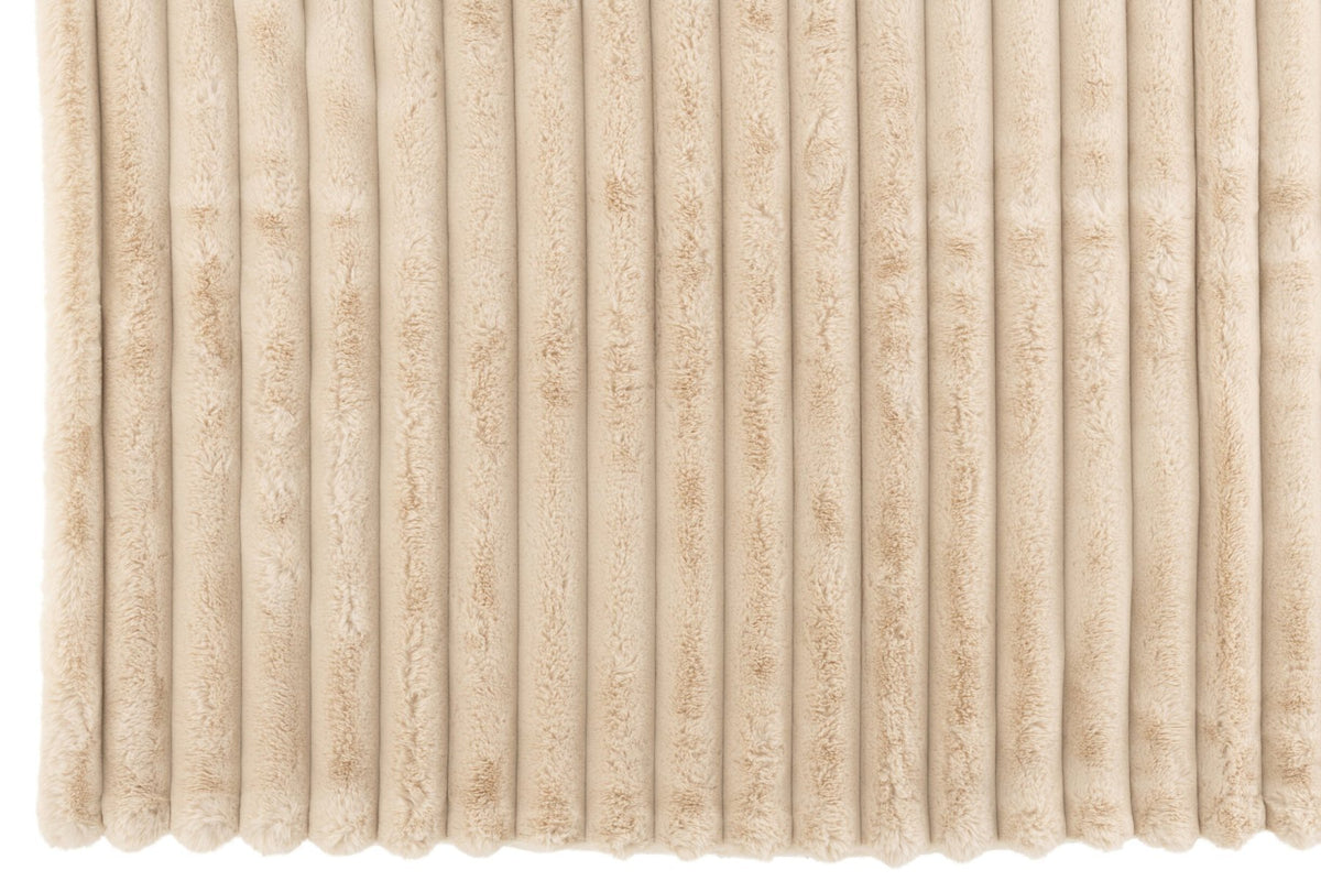 J-Line plaid Large Corduroy - polyester - beige - 180 x 130 cm