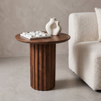 Bullnose mangohouten bijzettafel Ø50 cm