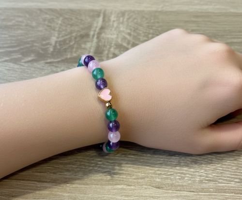 Kinder armband (15 cm) 6 mm met hartje