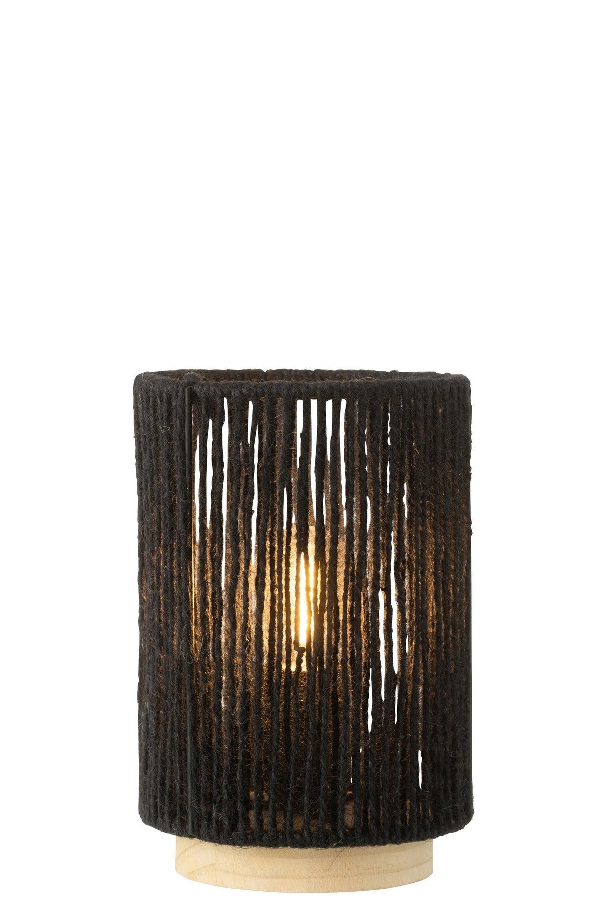 J-Line Lamp Led Cilinder Metaal/Katoen Zwart Large