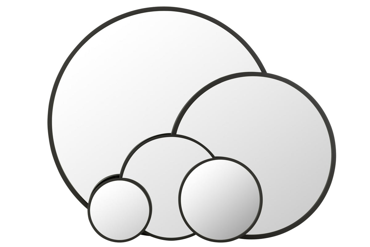 J-Line spiegel Rond - metaal - zwart - extra large - Ø 110 cm