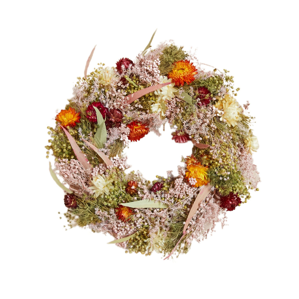 Veelkleurige gedroogde bloemenkrans