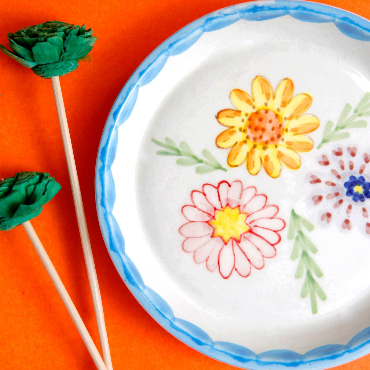 Bloemen dessertbord – geglazuurd keramiek – 5 inch – magnetron- en vaatwasserbestendig