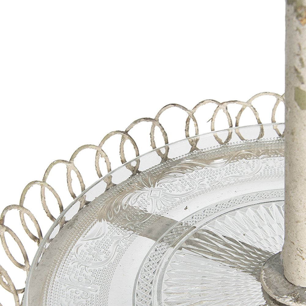 Etagère 2 laags Ø 36x65 cm Wit IJzer Serveerschaal