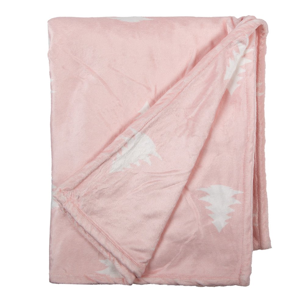 Plaid 130x170 cm Roze Wit Polyester Kerstbomen Deken
