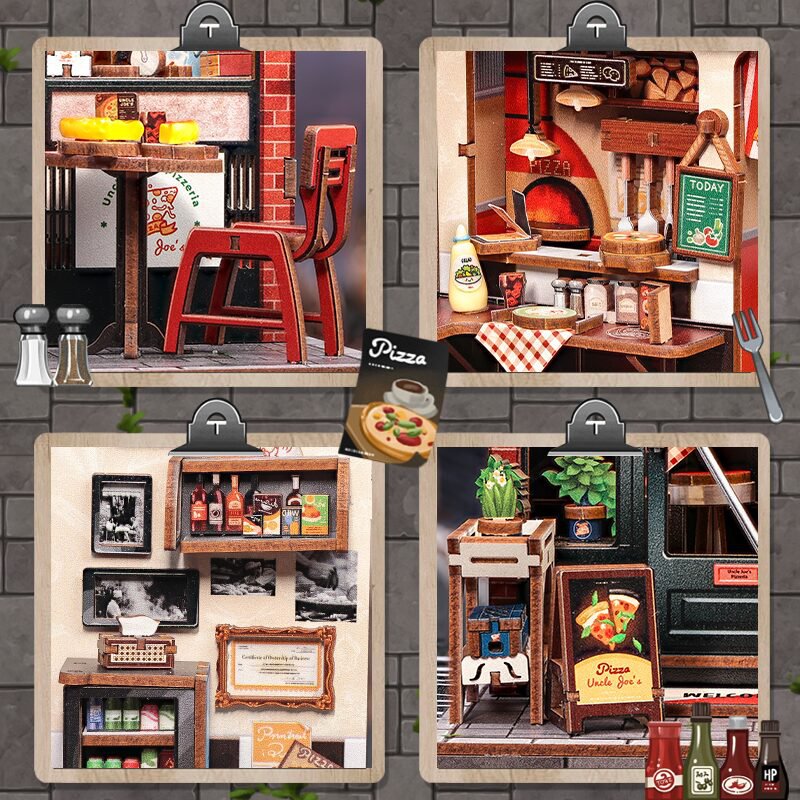 Cutebee, 3D DIY Huisje, Uncle Joe's Pizzeria, CWGC210,15,5x16,x19,5cm