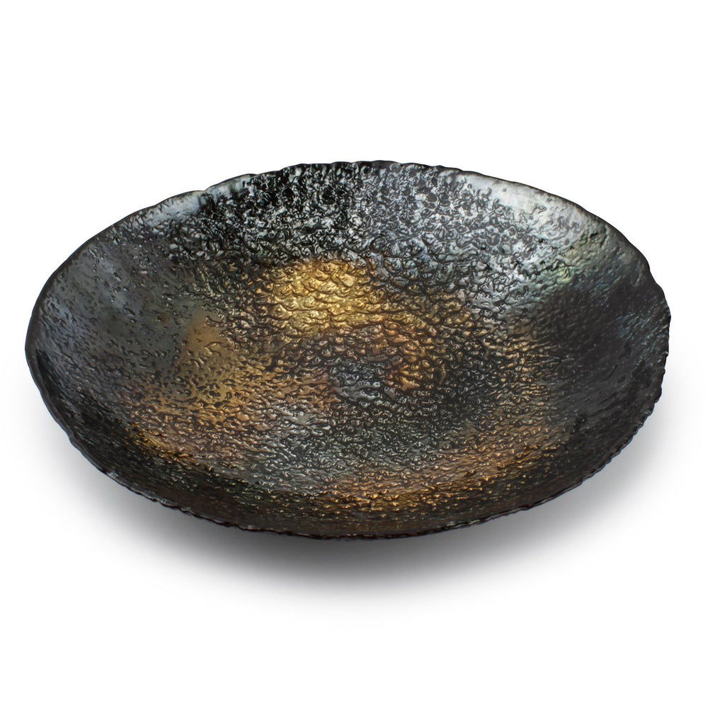 Decoratieve schaal 32,5xH5,5cm glas zwart/goud Cosmo