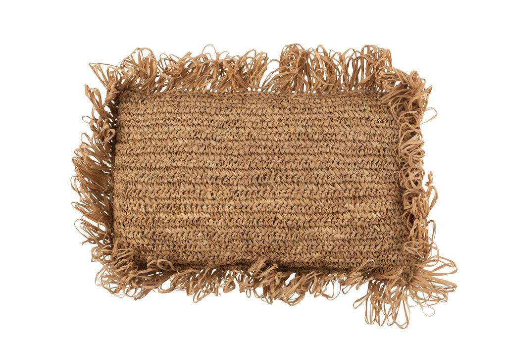 J-Line kussen Rechthoekig Raffia - jute - naturel