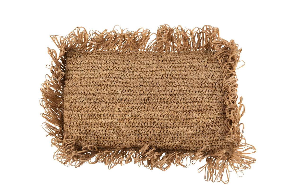 J-Line kussen Rechthoekig Raffia - jute - naturel