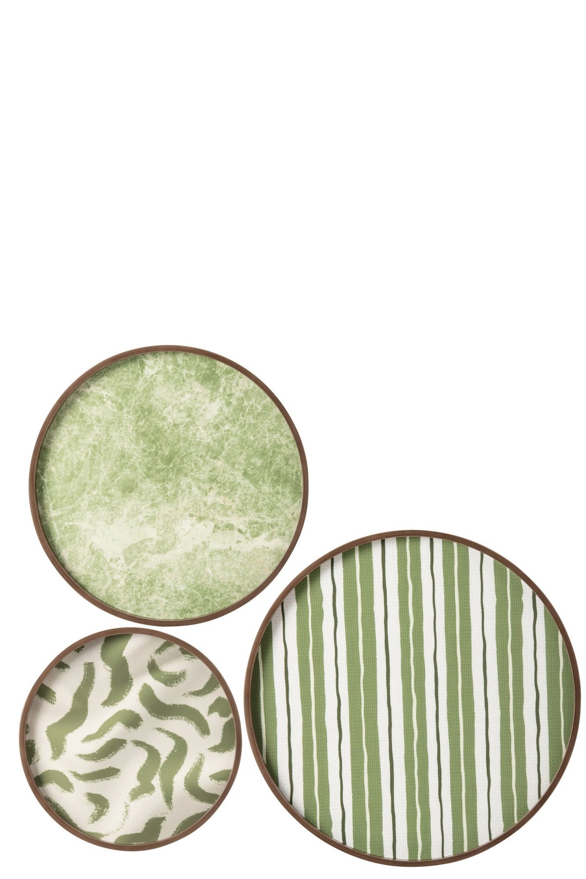 J-Line Ronde wanddecoraties - MDF - olijfgroen - set van 3